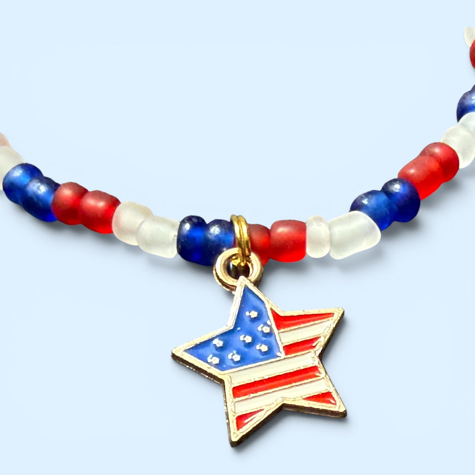 Patriotic Glass Bead Bracelet