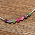 Casual Sterling Silver Bracelet with Pink & Green Persian Stones
