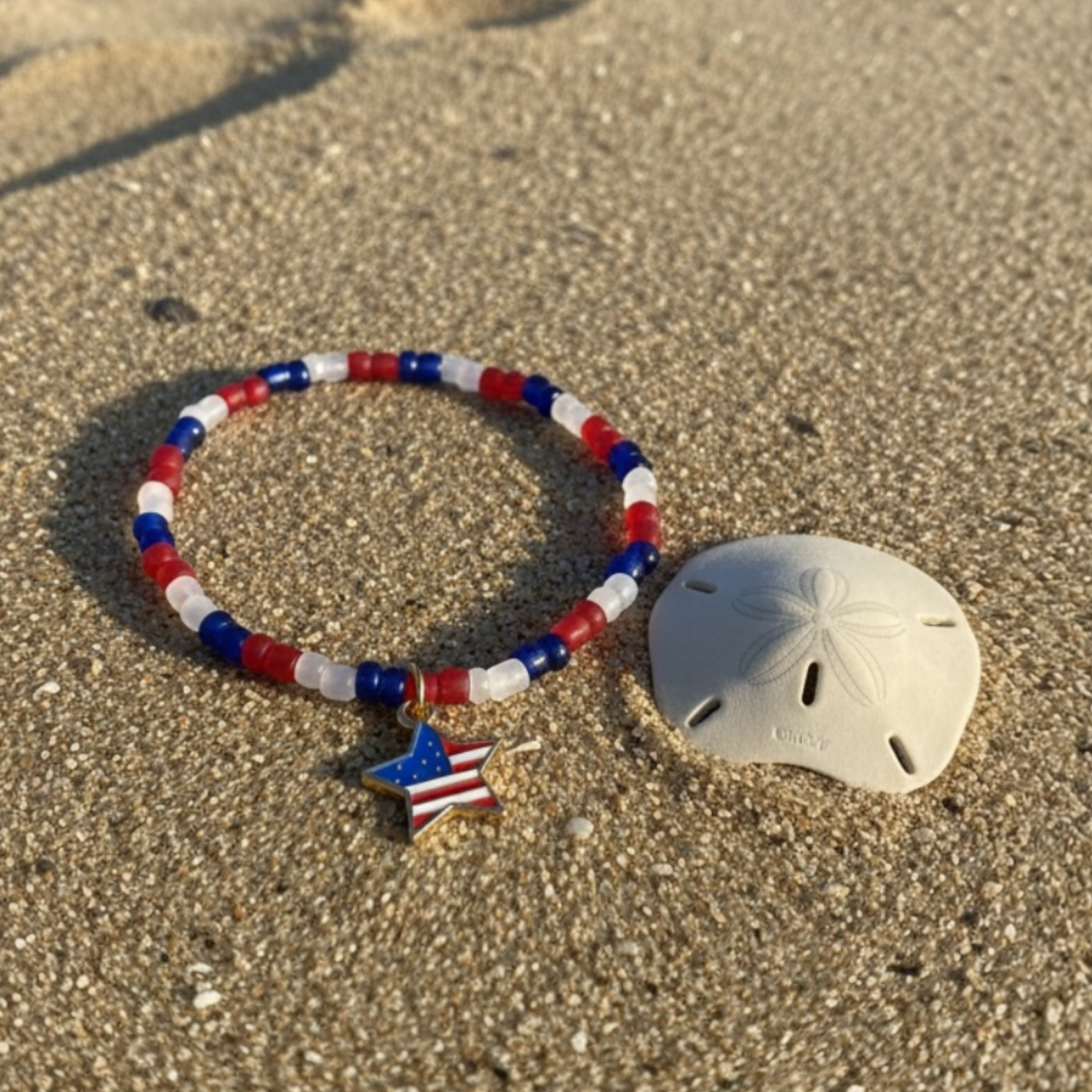 Patriotic Glass Bead Bracelet