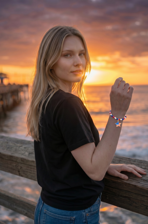 Patriotic Glass Bead Bracelet